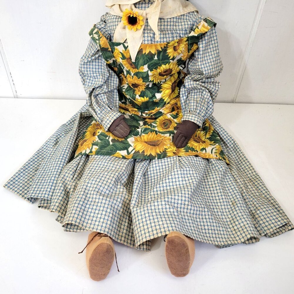 Extra Large Handmade Folk Doll Three Feet Tall With Sunflowers - Picture 5 of 6